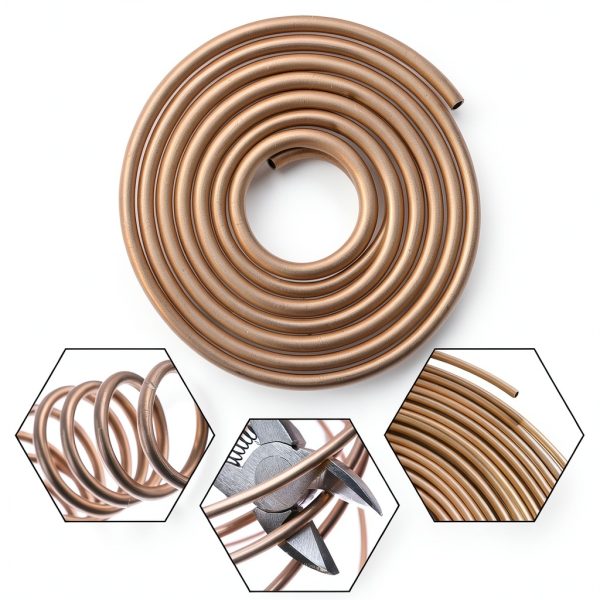 Copper Tube 1/4" OD x 3/16" ID x 10 FT Refrigeration Copper Tubing Seamless Round Coil Line Copper Tubing for Air Conditioners, DIY Projects, Refrigerators, Industry-2